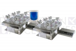 Complete 12 cell Franz cell vertical diffusion systems for manual sampling. Clear 4mL vertical diffusion Franz cells.