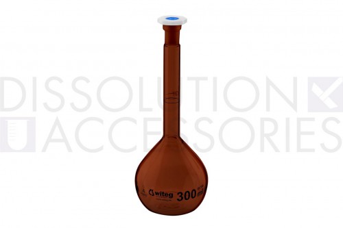 PSVOLFLK-03A-Dissolution-Accessories-Volumetric-Flask-300mL-Amber-Glass-Temperature-@20°C-Class A